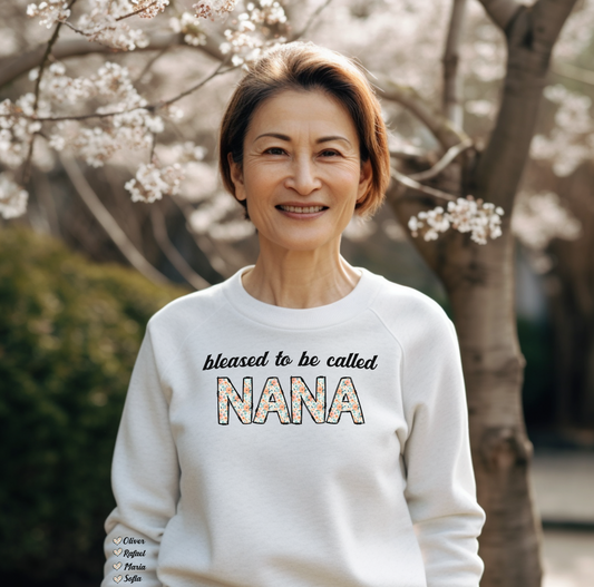 Personalized Bleased to be called Nana, Personalized Nana Sweatshirt with Kids Names, Cute Mom Outfit, Mothers Day Gifts